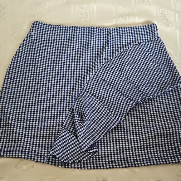 Topshop Blue and White Asymmetrical Mini Skirt - Picture 12 of 16